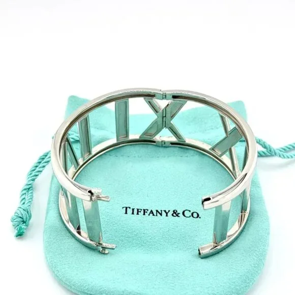 TIFFANY & CO Atlas 18K White Gold Wide Bangle Bracelet 81.4 grams 6.5" 30 mm